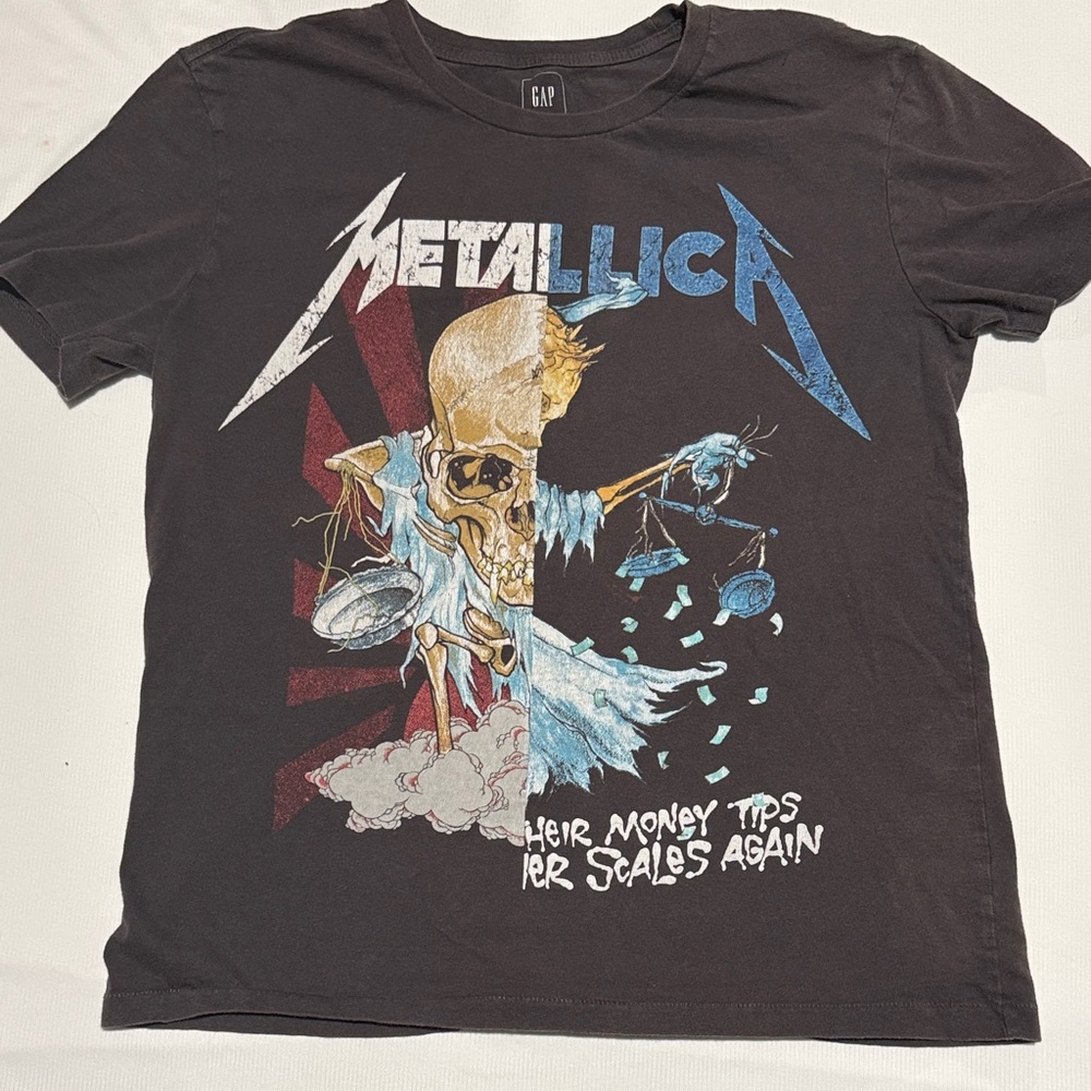 GAP Metallica Dual Graphic T-Shirt | Size Small Black Rock Band Tee